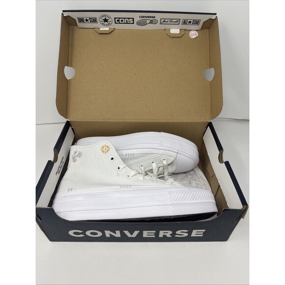 Converse Chuck All Star Hi Shoes Lift Floral Valentine's A05068C Size 8 READ - Picture 16 of 16